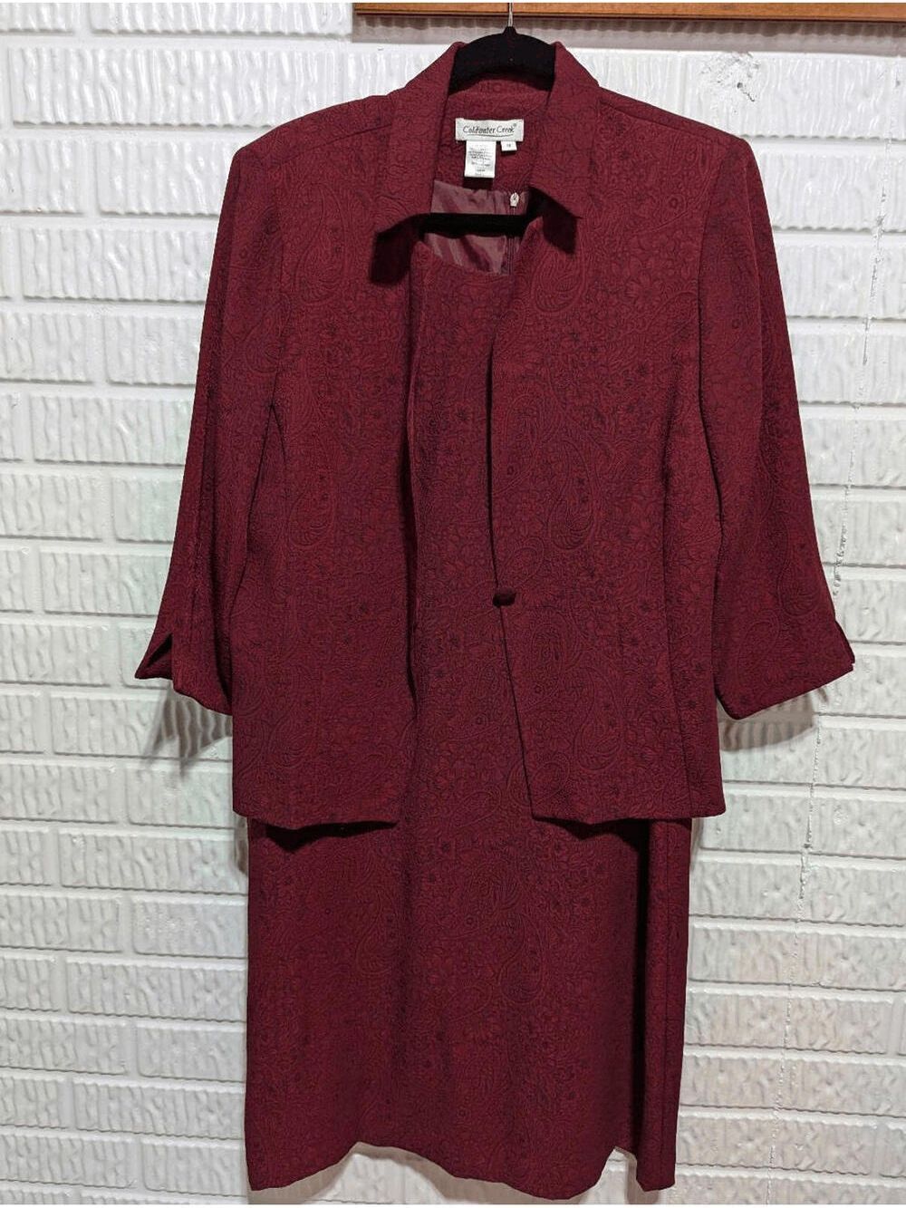 Coldwater Creek Women's Red Floral Print 2 Piece Dress Jacket Size 14